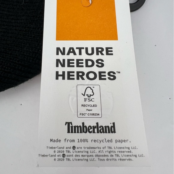 TIMBERLAND BLACK BEANIE, UNISEX, ONE SIZE FITS ALL, BEANIE WITH GREY ON THE CUFF - Picture 12 of 15